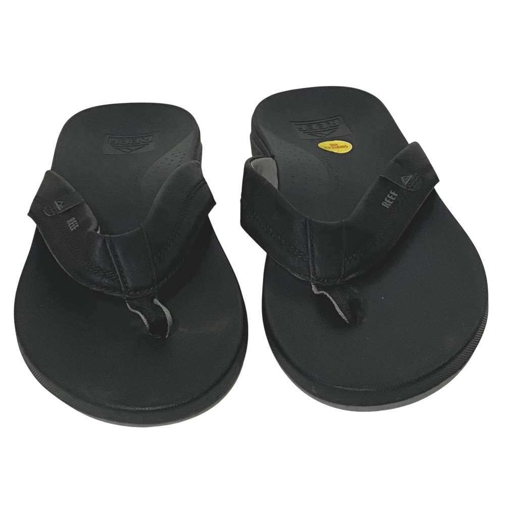 Reef Cushion String Flip Flops Anatomic Contour 13 Black Beach Vacation Cruise